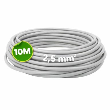 Cable Eléctrico Flexible 2,5 mm² | Rollo de 10 Metros | Cable Unipolar H07Z1-K Libre de Halógenos | Gris | Sección 2,5 mm² | Hilo Conductor