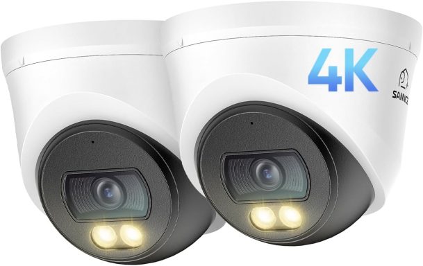 SANNCE 4K 2 PoE Cámaras Vigilancia Domo Exterior Visión Nocturna a Color