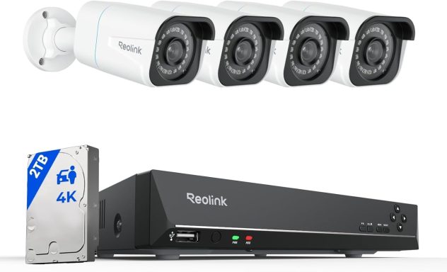Reolink 4K Kit Camaras de Seguridad PoE, NVR 8CH con 2TB HDD, RLK8-800B4