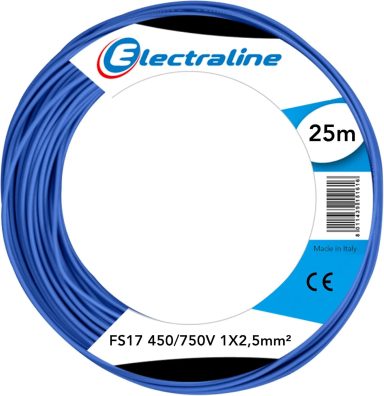 Electraline 13162 Cable unipolar FS17, sección 1 x 2.5 mm², Azul, 25 m