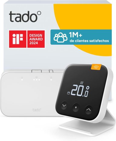 tado° Termostato Inteligente Cableado X - Kit de Inicio con base, para calderas de gas y bombas de calor (relé/OpenTherm). Control por app o