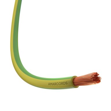 Amarcords - Cable eléctrico sección 1x1,5mm, color: AMARILLO-VERDE. Cordón unipolar FS17, 10 metros