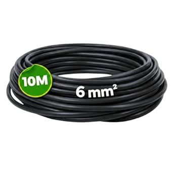 Cable Eléctrico Flexible 6 mm² | Rollo de 10 Metros | Cable Unipolar H07Z1-K Libre de Halógenos | Negro | Sección 6 mm² | Hilo Conductor de