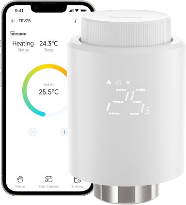 SONOFF Cabezal Termostático Inteligente Zigbee para Válvula Termostática de Radiador 1pcs. Regulador de Temperatura, Pantalla LED, Requiere