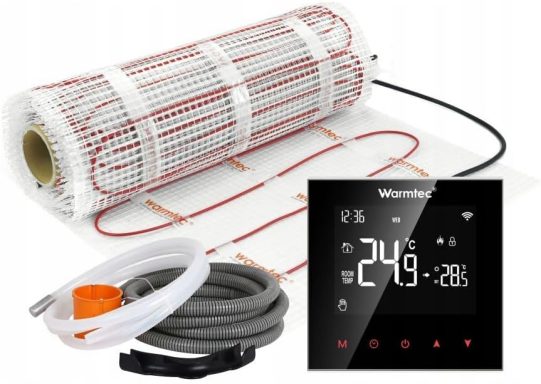Calefacción eléctrica por suelo radiante 170 W/m² | Manta calefactora autoadhesiva con termostato para calor bajo baldosas con clase de prot