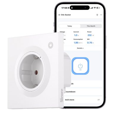 SONOFF Fusion, Orb Socket(Schuko), WS01TPF-E, Enchufe de Pared Inteligente, Compatible con Matter, Wi-Fi 2.4GHz, Estándar UE, 16A, 4000W, Mo