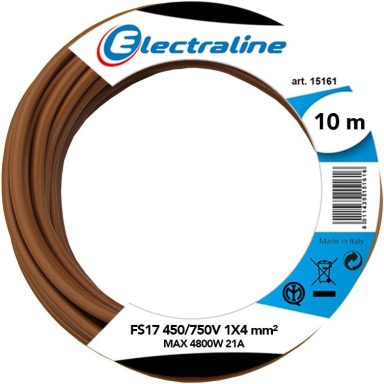 Electraline 13221 Cable Unipolar FS17, Sección 1 x 4 mm², Marrón, 10 m
